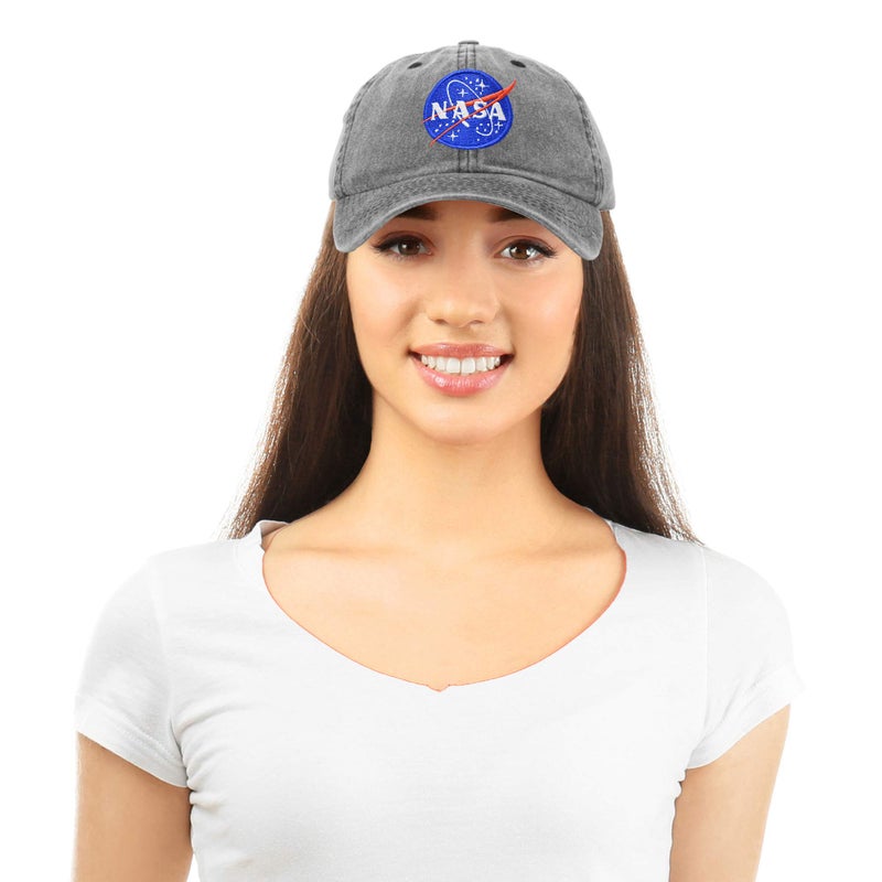 DALIX NASA Embroidered Mens Womens Cotton Dad Hat Baseball Cap Adjustable in Washed Black - Image 5